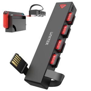 Adapter Unitek 8in1 Game Card Reader voor Nintendo Switch/Schakelaar OLED Game Cards Switcher met Meerdere Kaartopslag Houder accessoires