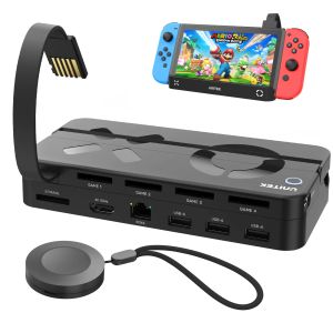 Adaptateur Unitek Game Card Switcher pour Nintendo Switch Multi Gaming Carte Reader avec station d'accueil USB à 4K HDMI RJ45 Gigabit Ethernet