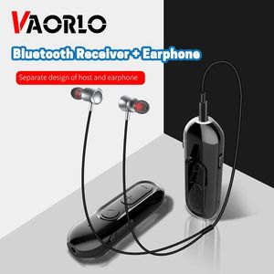 Adaptateur V18 Bluetooth 5.0 Récepteur Lavalier Style avec écouteur Mic 3,5 mm Adaptateur audio sans fil Stéréo AUX pour les haut-parleurs de casque