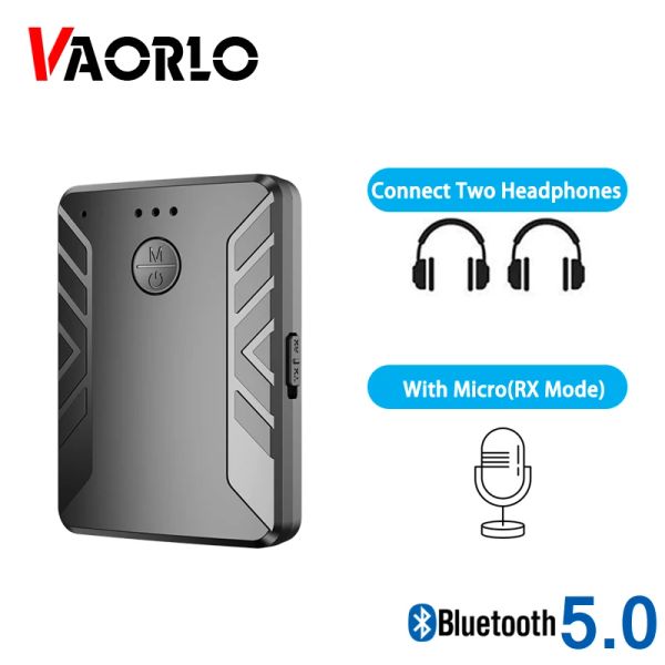 Adaptateur Vaorlo Wireless Bluetooth Receiver TV Transmetteur pour les écouteurs Connectez deux casques Bluetooth STERO Audio Rx avec microphone