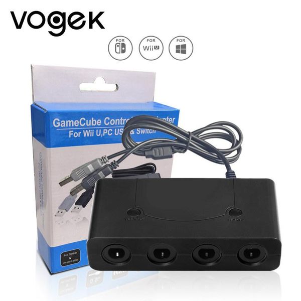 Adaptador Vogek Caja convertidora de 4 puertos para controlador GameCube GC Adaptador USB adecuado para accesorios de juegos Nintend Switch NGC/Wii U/PC