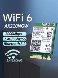 Adaptador wifi 6e Intel AX210 AX200 Bluetooth M.2 Netwcard inalámbrico AX210NGW 2.4GHz 5GHz 802.11ax WiFi 6 adaptador para PC portátil
