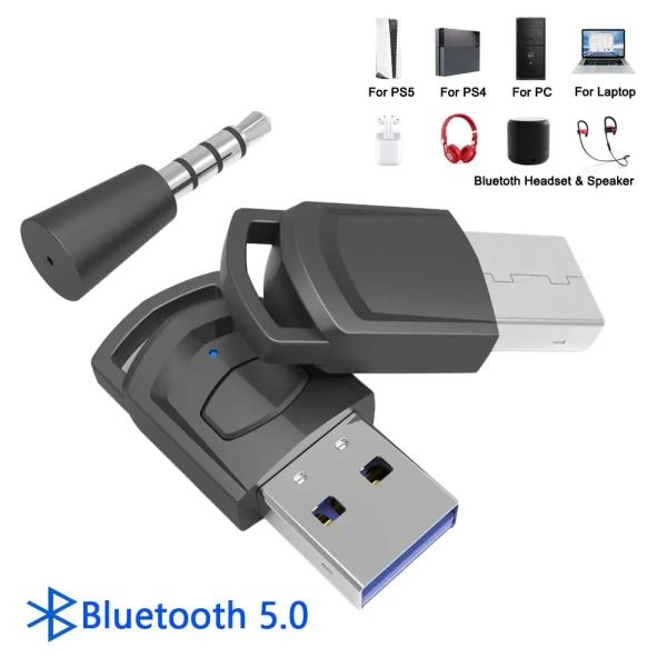 Adaptateur récepteur d'adaptateur de casque sans fil pour la console de jeu ps5 / ps4 casque PC Casque Bluetooth Adapter 2 en 1 émetteur Bluetooth 5.0