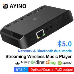 Adaptateur Récepteur audio WiFi sans fil pour AirPlay Spotify DLNA NAS Multiroom Stream Bluetooth 5.0 Music Box Optical Adapter WR320