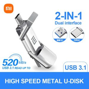 Adaptateur Xiaomi Pen Drive 2TB 1TB USB 3.1 TYPEC USB 3.0 Drive Flash Mobile Phone Mobile Transmission Mémoire USB portable Mémoire USB 128 Go