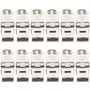 Adapters 12 PCS RJ45 Keystone Cat7 Cat6a afgeschermde FTP Zink Alloy Module Netwerk Keystone Jack Connector Adapter 10GB Netwerk