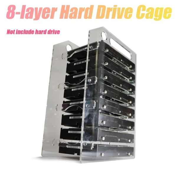 Adaptateurs Cage du disque dur de 3,5 pouces Cage du disque dur 8x3,5 pouces HDD Rack Rack Disque dur Disque dur pour l'expansion de stockage de l'ordinateur BTC