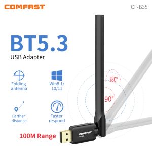 Adaptateurs / Dongles Comfast 100m USB Bluetooth 5.3 Adaptateur de dongle pour le haut-parleur PC ENSELLEMENT WIRESS MUSIQUE ÉMMISTER PRÉVERTER AUDIO BLUETOOTH 5.1 5.3