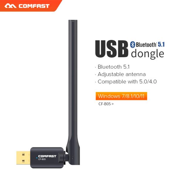 Adaptateurs / Dongles Conducteur gratuit BT5.1 Adaptateur Dongle Bluetooth USB avec antenne pour émetteur de récepteur Bluetooth audio de souris sans fil PC