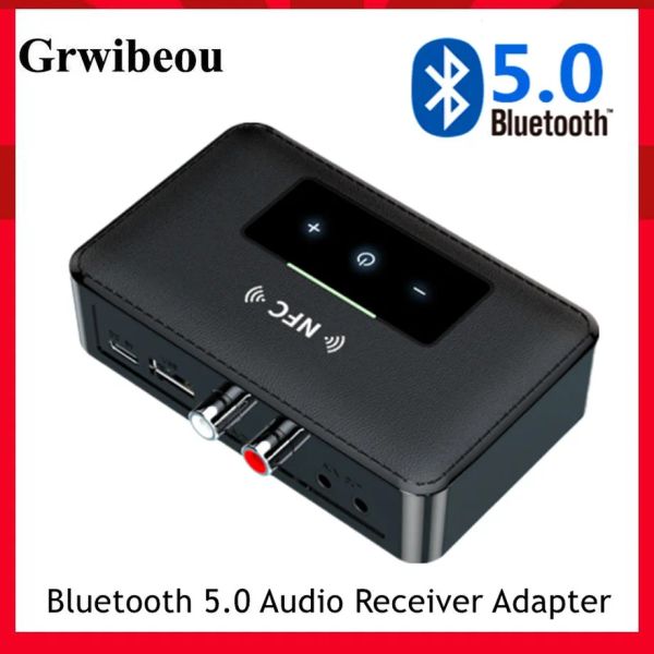 Adaptadores/dongles Grwibeou Bluetooth 5.0 Receptor de audio Adaptador de 3.5 mm RCA Aux Salida inalámbrica Bluetooth Aux Receptor estéreo para altavoz amplificador