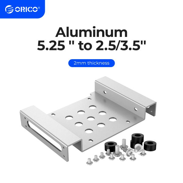 Adaptadores ORICO Aluminio de 5.25 pulgadas a 2.5 o 3.5 pulgadas Docket de soporte de montaje de disco duro con tornillos Soporte de disco duro para HDD SSD