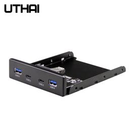 Adaptateurs Uthai G07 4 ports Multi Typec USB 2.0 USB 3.0 Bracket Hub Bracket pour ordinateur