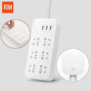 Adaptateurs 100% Strip de socket d'alimentation Xiaomi MI d'origine avec 3 prises USB 5V 2.1A Extension de charge rapide 6 Sockets avec porte de sécurité