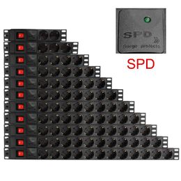 Adapters 2/12 Eenheid PDU Netwerkkast Rack Power Strip Distributie 16A 250V Europese standaard stopcontact met schakelaar SPD 2M Draad