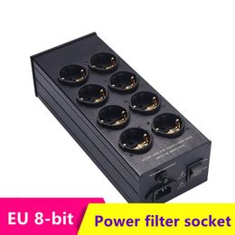 Adapters 8positie AC EU Socket Audio Power Purifier Filter Power Outlet 15A European Power Socket voor DAC Tube Audio -versterker