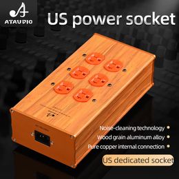 Adaptateurs Hifi Power Us Row Row Highpower Wood Grain Grain Aluminium Alloy Socket Audio PA Special Power Socket