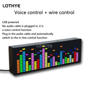 Adapters LED Muziekspectrum Rhythm Display RGB Light Electronic Clock Voice Activated Car Audio Level Indicator VU Meter Atmosphere Lamp