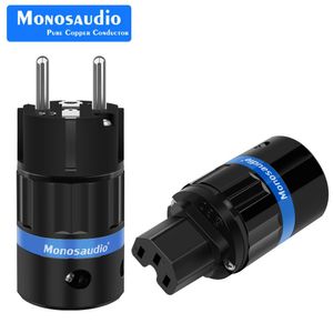 Adaptadores Monosaudio E104R/F104R Rhodium Pure Copper Eu Tipo de enchufe de alimentación Schuko Conectores de cable de alimentación HIFI DIY