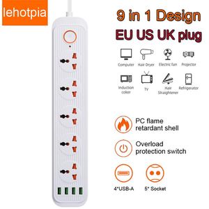 Adaptadores Filtro de red Power Strip con Cable Extension Puerto USB Multipriso Smart Home Overload Protection universal Eu US UK Outlet