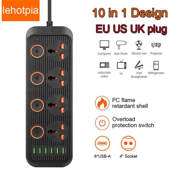 Adaptors Network Filter Power Brill With Extension Ralle Port USB Multiprise Smart Home Eu US UK UK UNIVERNEL PLIG AC SECTION CONTRÔLE