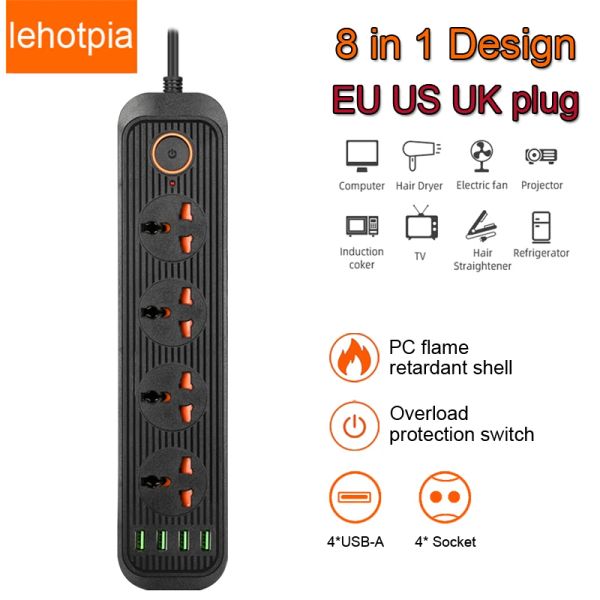 Adaptadores Filtro de red Power Strip con Cable de extensión Puerto USB USB Protección de sobrecarga Smart Home Enchip para el cargador de teléfono de la computadora