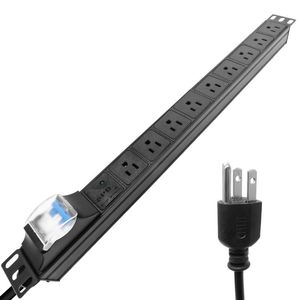 Adaptateurs Réseau Rack PDU Power Strip 4000W 9 Socket américain 16A Disjoncteur de circuit 2Mètres Corche d'extension