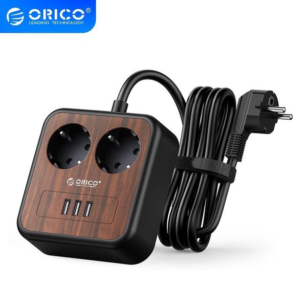 Adaptateurs Orico Portable Power Bround 3M Extension Cable Electrica Pobite avec 3 ports USB pour les prises doubles de grain de bois à domicile