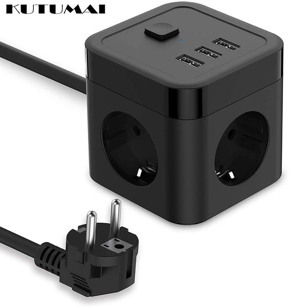 Adaptors Power Strip 3USB Travel Smart Power Cube Thief Tee Typec Socket Adaptter Outlet Multiple Eu Plug With Wall Terminal Cube Charger