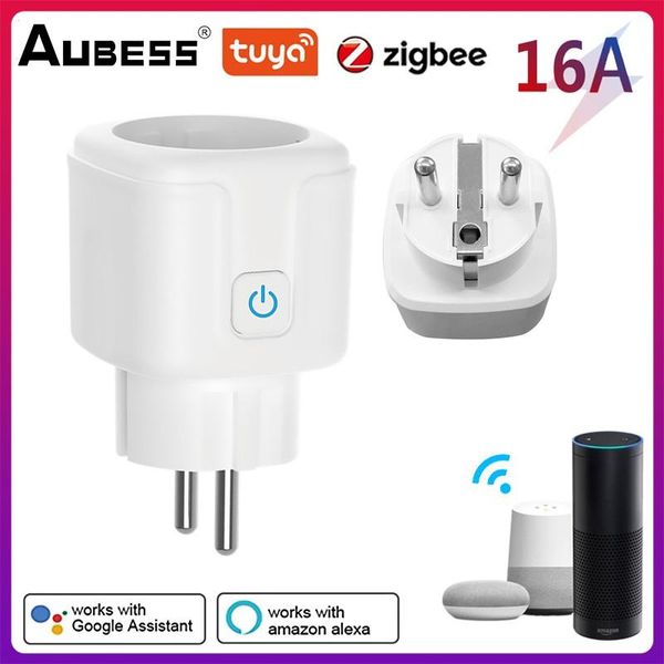 Adaptateurs tuya smart plug eu smart socket zigbee monitor chirurt smart life app apparement support de commande google home alexa assistant