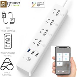 Adaptateurs YouPin Gosund WiFi Smart Plug Purner Strip Plug Striots Met USB CP5 18W SNEL OPLADEN WIFI 3 USB Versie Voice Mijia App Remote