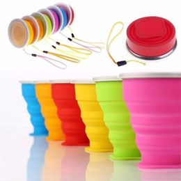 1 Pc 200 ml/240 ml Tasses Portables En Silicone Pliable Rétractable Avec Couvercle Tasse À Boire Télescopique Tasse À Eau De Voyage En Plein Air