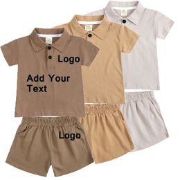Agregue su diseño personalizado para niños personalizados 2 piezas Sets Polo Tshirtshorts Girls Clothing Children Baby Sports Trait Trautfits 240516