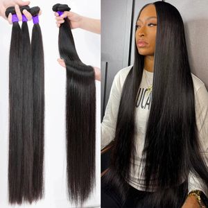 Verslavend 30 40 Inch Bone Straight Menselijk Haar Bundel Braziliaanse 3 4 Bundels Ruwe Virgin Remy Hair Extensions Dubbele inslag Groothandel