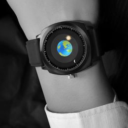Reloj de marca Addies Diseño creativo de moda CWP Relojes de cuarzo para hombre 42 mm Único Sun Moon Dial Reloj de correa de calidad fina Sorpresa Gif252J