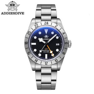 ADDIESDIVE AD2035 GMT montre pour hommes montre-bracelet à Quartz BGW9 bleu lumineux acier 200m étanche hommes montres reloj hombre 240327