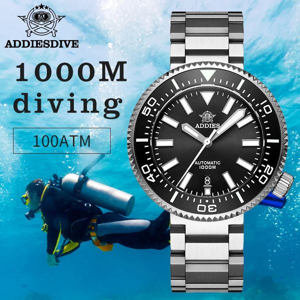 Adiesdive Mens Luxury Watch 1000m Divers Watch Watch Imperproof Luminal Sapphire Glass Reloj Hombre Automatic Mechanical Montres 240417