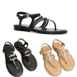 Ade Flat Classic Sandal con diseñador de cajas Zapatos de mujeres de verano de lujo Negro Caki Conveniente Flats informales para mujeres Office al aire libre solas