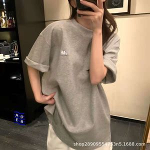 ADER SILICONE LEDER Minimalistisch asmall label korte mouwen zomerronde nek losse Koreaans paar t-shirt