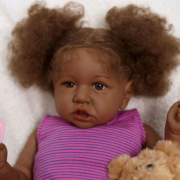Adfo Black Bebe Reborn 20 '' pulgadas 50 cm Saskia Doll Skin Babies Juguetes Realistic Baby Alive Dolls Real Dolls Real Dolls