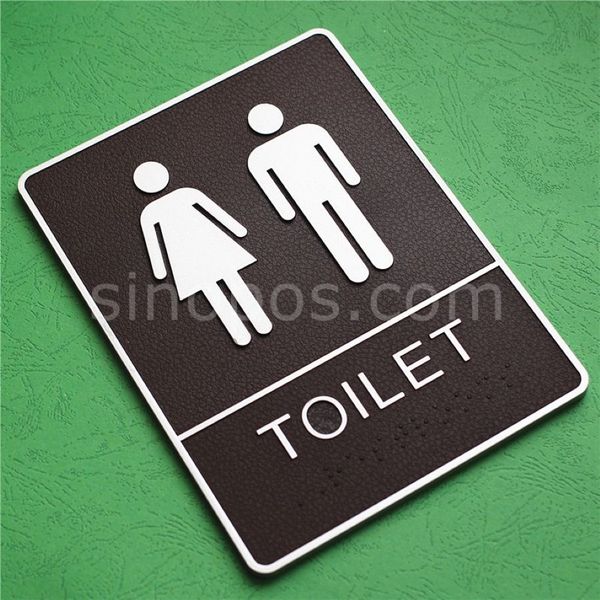 Panneau adhésif en plastique pour salle de bains, avec 8 portes de toilettes en relief en Braille, grande signalisation, panneaux muraux pour toilettes, salle de WC, plat307z