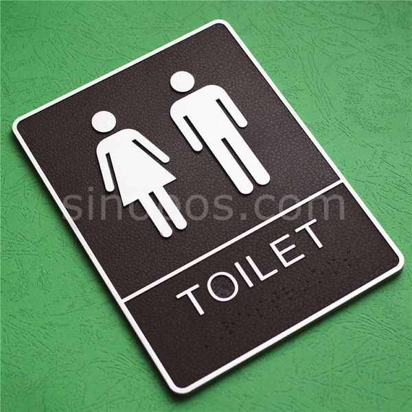 Letrero adhesivo de plástico para baño con Braille en relieve, 8 puertas de baño, señalización grande, paneles de pared para baño, WC, habitación plat294k