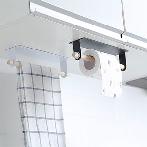 Porte-serviettes en papier adhésif support de rangement support mural fer Art cuisine salle de bain placard tissu étagère maison Storage245v