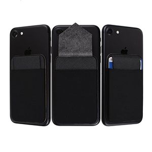 Porte-cartes adhésif sécurisé, en tissu extensible, portefeuille pour téléphone portable, à coller sur l'étui pour cartes de crédit, pochette à rabat