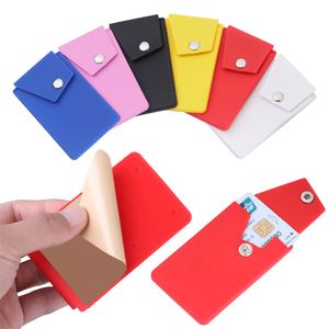 Portefeuille de téléphone en silicone adhésif avec poche à pression téléphone arrière stickon titulaire de la carte de crédit avec support pour iphone samsung couleur aléatoire en gros