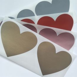 Lijmstickers 100 stks krassen van stickers 70x80 mm liefde hartvorm Rose Gold kleur blanco voor geheime code cover Home Game Wedding Message 220902