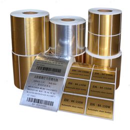 Autocollants adhésifs 1 rouleau d'autocollant doré brossé Étiquette PET Code-barres Convient pour imprimante à transfert thermique Besoin d'une ceinture de carbone en résine complète 230803