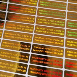 Zelfklevende Stickers 2000 stks 35mm x 10mm Hologram Security Seal Sabotage Proof Garantie Vervalt Custom Laser Label personaliseren 230630