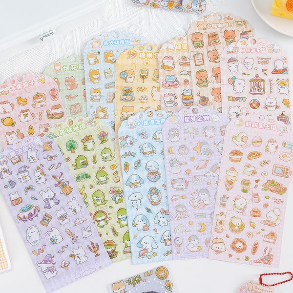 Adhésifs autocollants 48 PCSlot kawaii chat chien animal mignon ours de papeterie décorative autocollant scrapbooking bricolage