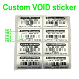 Zelfklevende stickers 500 stks Custom Print Tamper Proof Bewijs Garantie VOID Label Sticker Serienummer GEEN Seals Can Do Frans Russisch Spaans Taal 230627