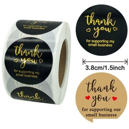 Zelfklevende stickers 500 stks/rol Bedankt voor het ondersteunen van mijn kleine bedrijf Verpakking 1,5 inch ronde zegellabels 1Xbjk2102 Drop Deliver Dhg1Y